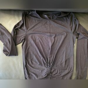 #391 Athleta Long Sleeve Twist Front Tee - Dark Gray